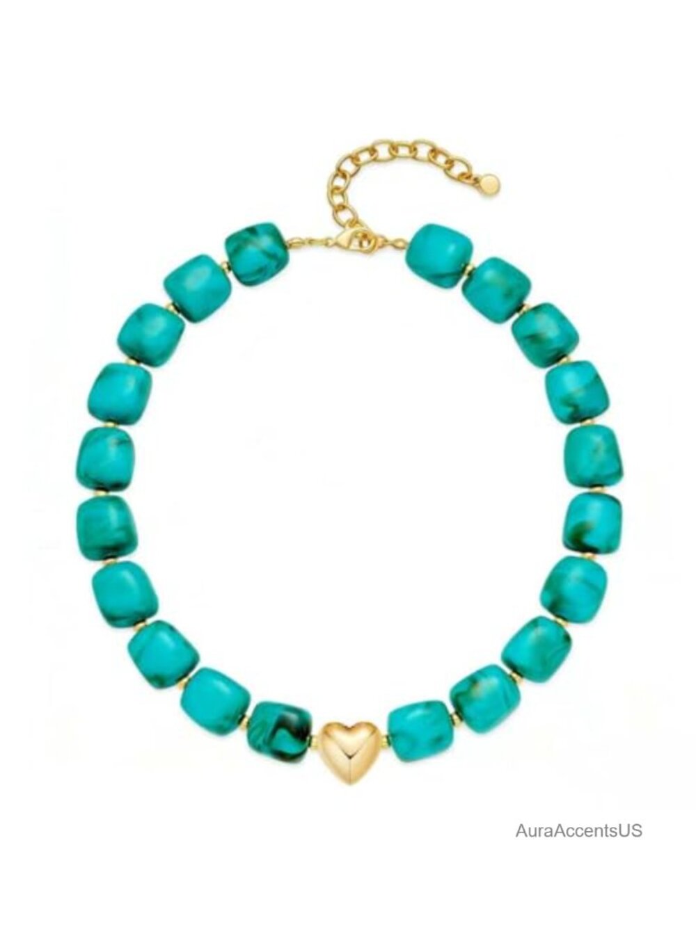 Chunky Cube Resin Beaded Statement Necklace with Lobster Clasp